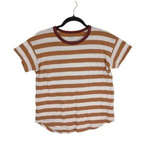 Madewell Striped Ringer Tee Rust & Cream Womens Small Short Sleeve Casual Style